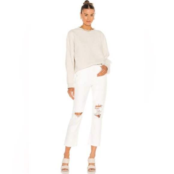 NWT AGOLDE Women’s Riley Crop High Rise Straight Jeans White Slant Distressed 27 - Picture 2 of 16